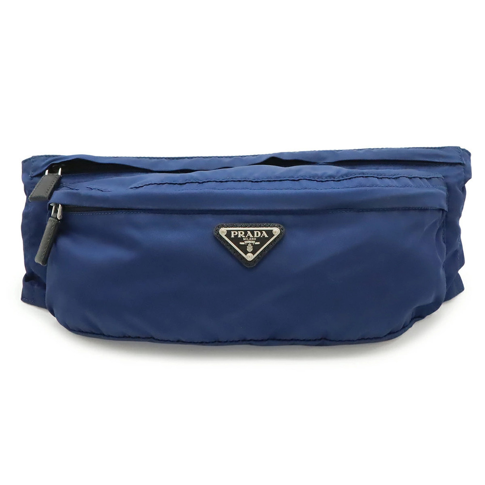 Prada Triangle Body Bag Waist Pouch Clutch Hip Blue Black